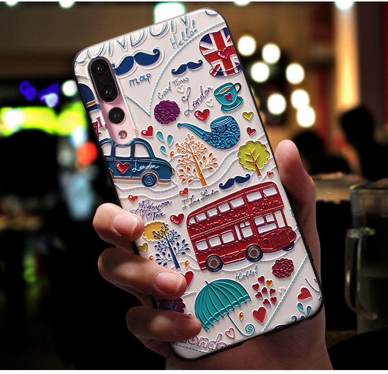 Mobile cell phone case cover for HUAWEI P20 Pro Painted embossed tpu creative anti-fall 