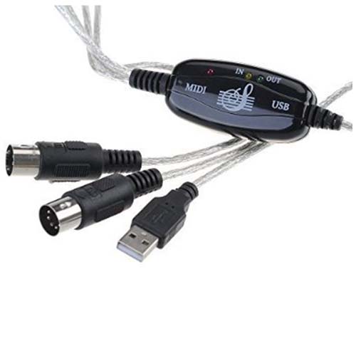 USB IN-OUT MIDI Cable Converter PC to Music Keyboard Adapter Cord
