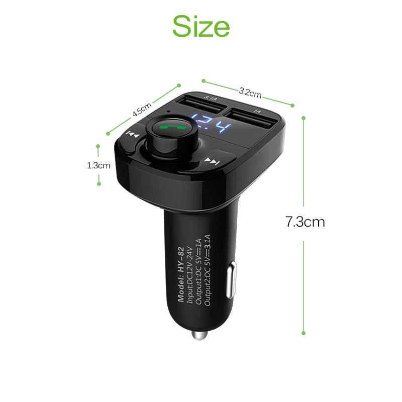 FM Transmitter Aux Modulator Bluetooth Handsfree Car Kit Car Audio MP3 Player with 3.1A Quick Charge Dual USB Car Charger