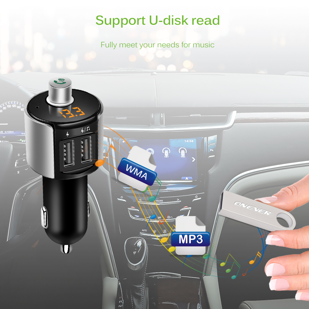 Wireless Bluetooth FM Transmitter Modulator Car Radio Adapter Car MP3 Player 3.4A Dual USB Car Charger Handsfree Car Kit