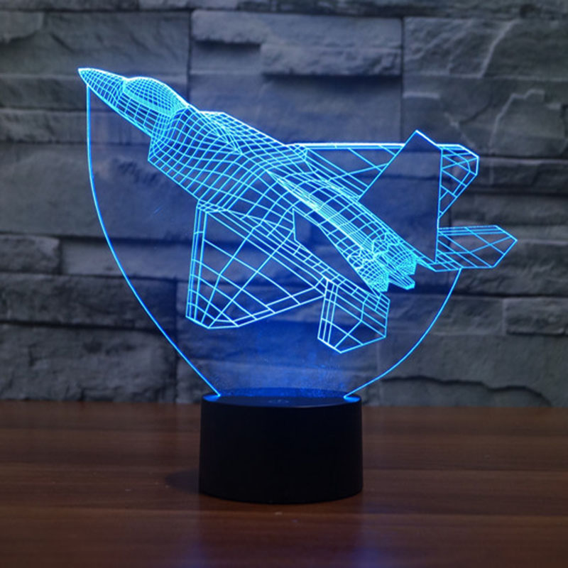 Creative Airplane Night Light and Lamp 7 Colors Chaning 3D LED Night Light Acrylic Atmosphere Lamp Novelty Lighting